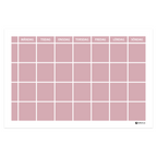 Weekly wall planner with rows (60x40 cm), pastel pink