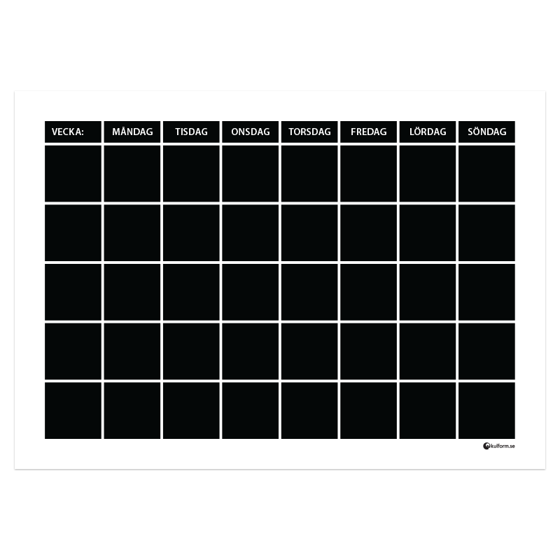 Planeringstavla, vecka (70x50 cm)