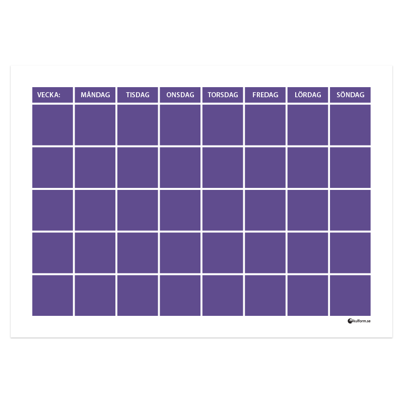 Planeringstavla, vecka (70x50 cm)