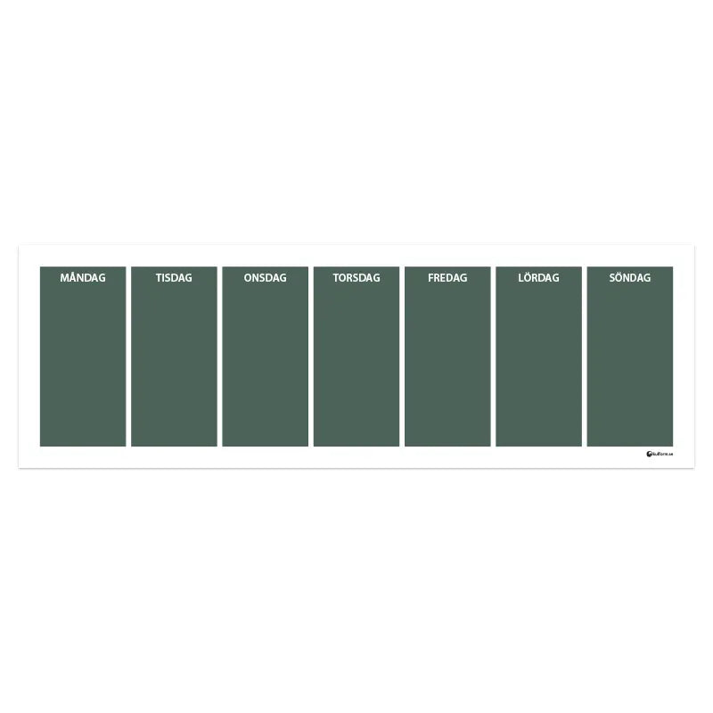 Weekly wall planner (91x30 cm), dark green