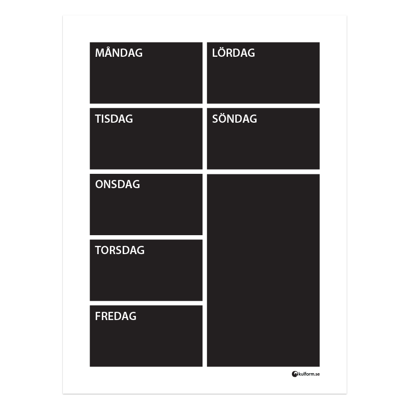 Planeringstavla, vecka (30×40 cm)