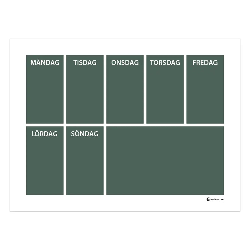 Weekly wall planner (40x30 cm), dark green