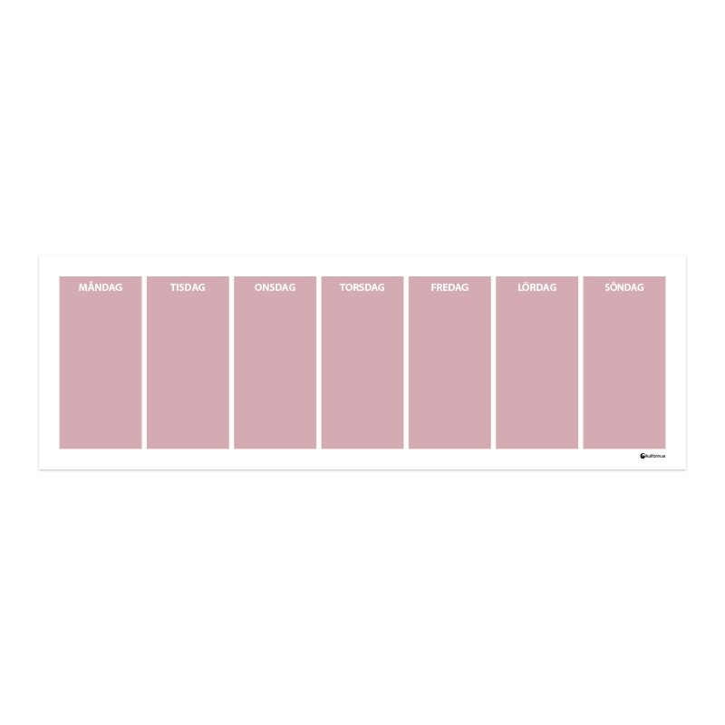 Weekly wall planner (91x30 cm), pastel pink