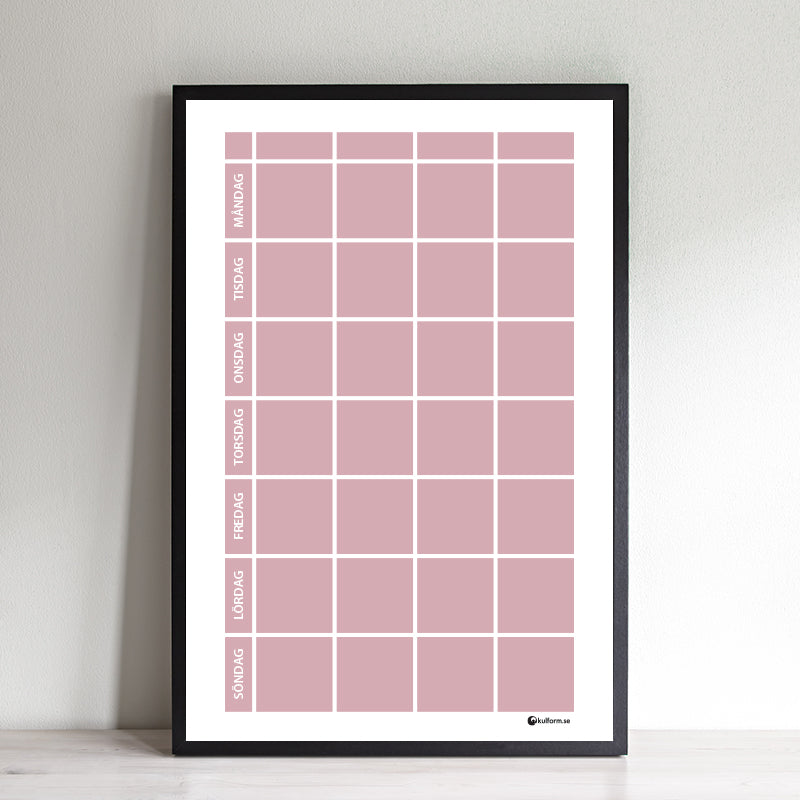Planeringstavla i fin rosa pastell