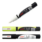 Kritpenna med tunn spets i tre färger - vit, svart och lysande gul