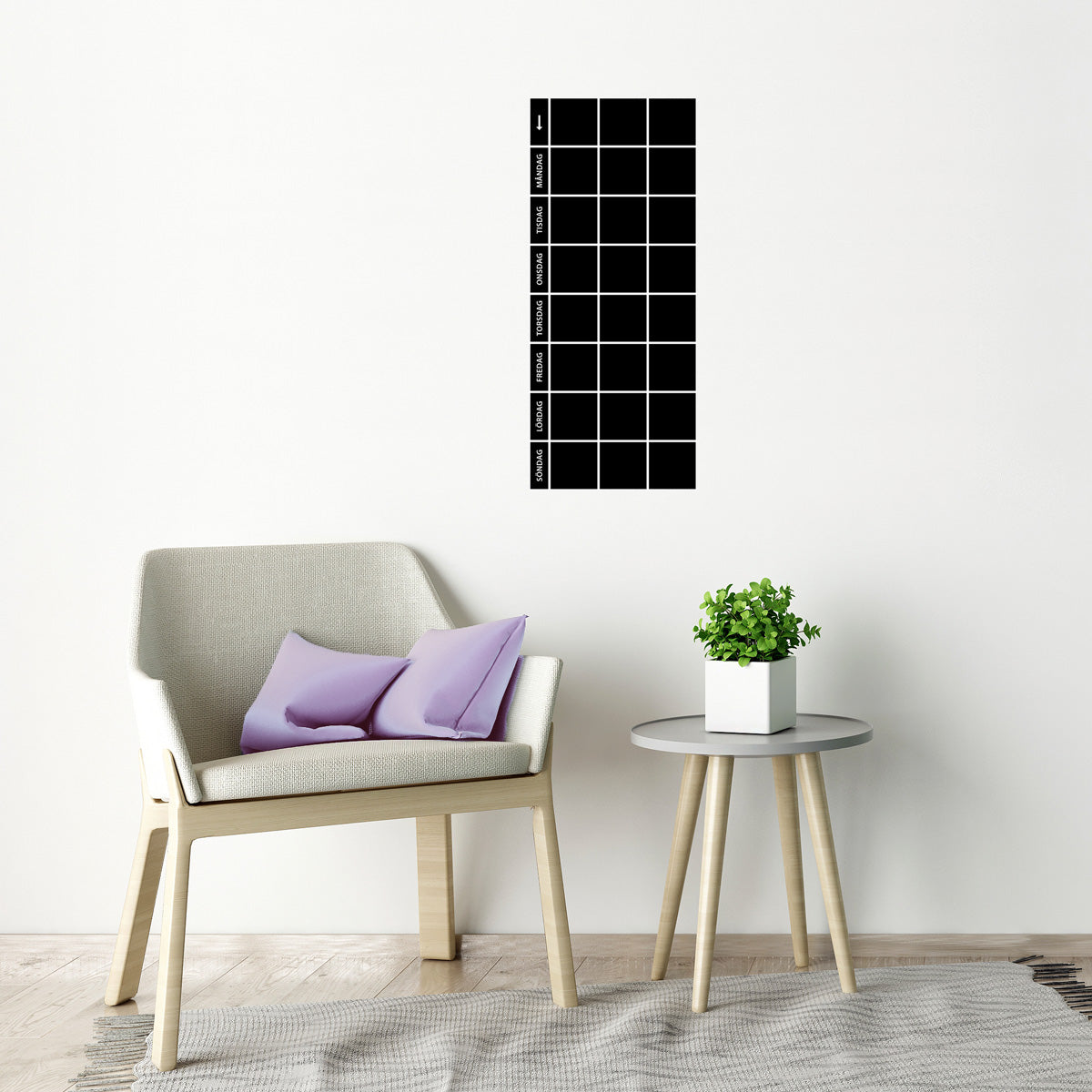 Wallsticker för en vecka med tre kolumner