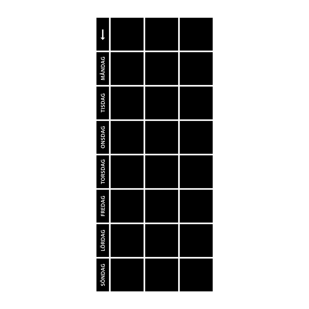 Wallsticker planeringstavla, vecka (27x63 cm)